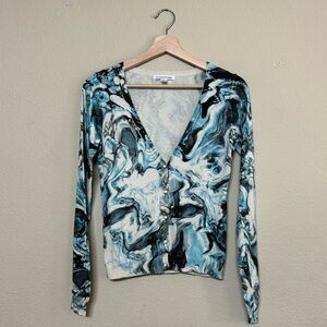 Banana Republic top women small long sleeve button down vneck marbled cardigan